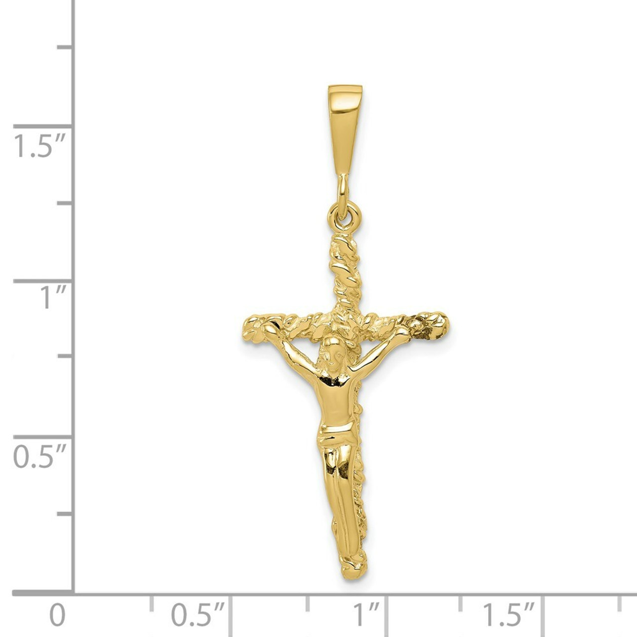 10K Yellow Gold Solid Polished Crucifix Pendant - (A82-235)