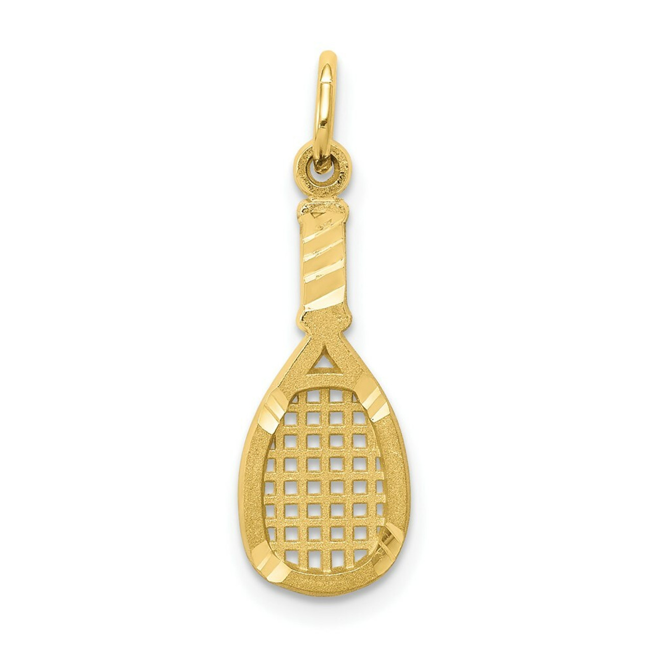 10K Yellow Gold Solid Racquetball Racquet Charm - (A82-239)