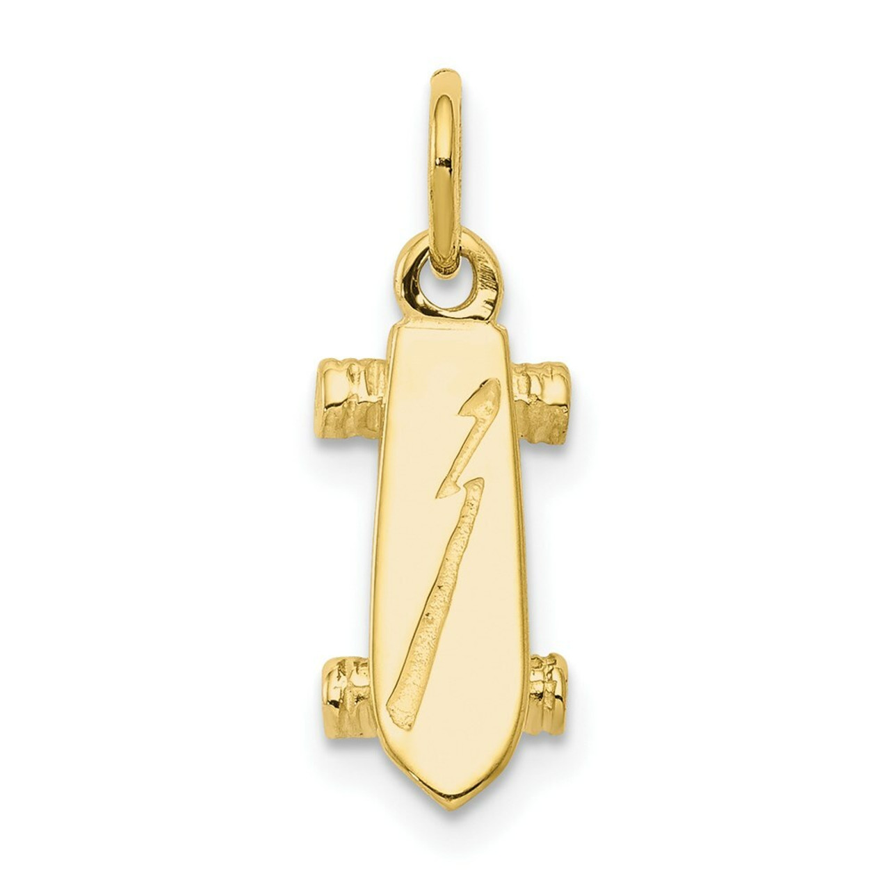 10K Yellow Gold Solid 3-Dimensional Skateboard Charm - (A82-240)