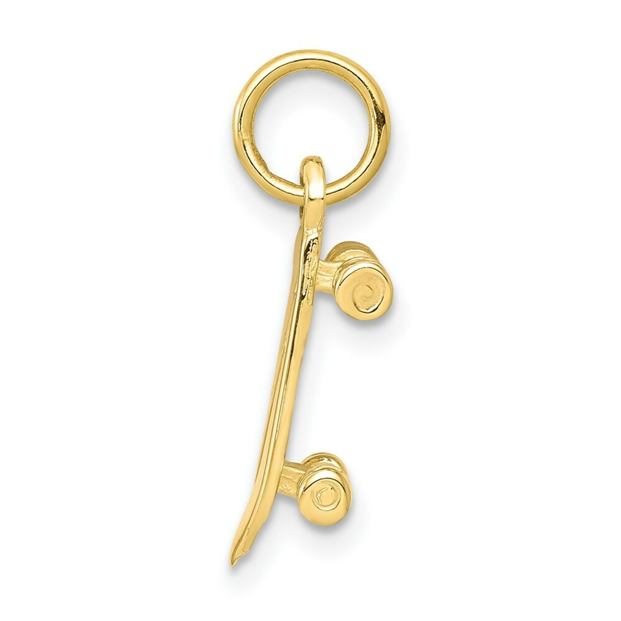 10K Yellow Gold Solid 3-Dimensional Skateboard Charm - (A82-240)