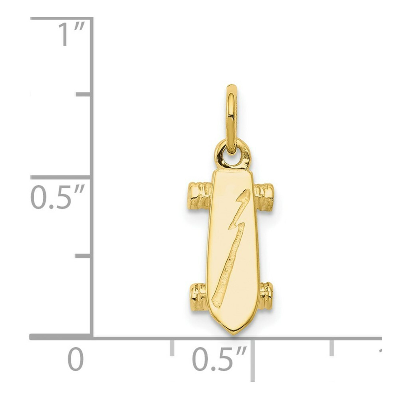 10K Yellow Gold Solid 3-Dimensional Skateboard Charm - (A82-240)