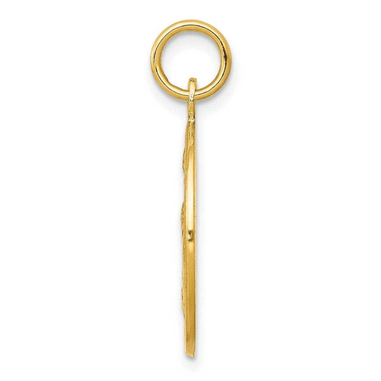 10K Yellow Gold Solid Satin Polished Baptism Disc Pendant - (A82-262)
