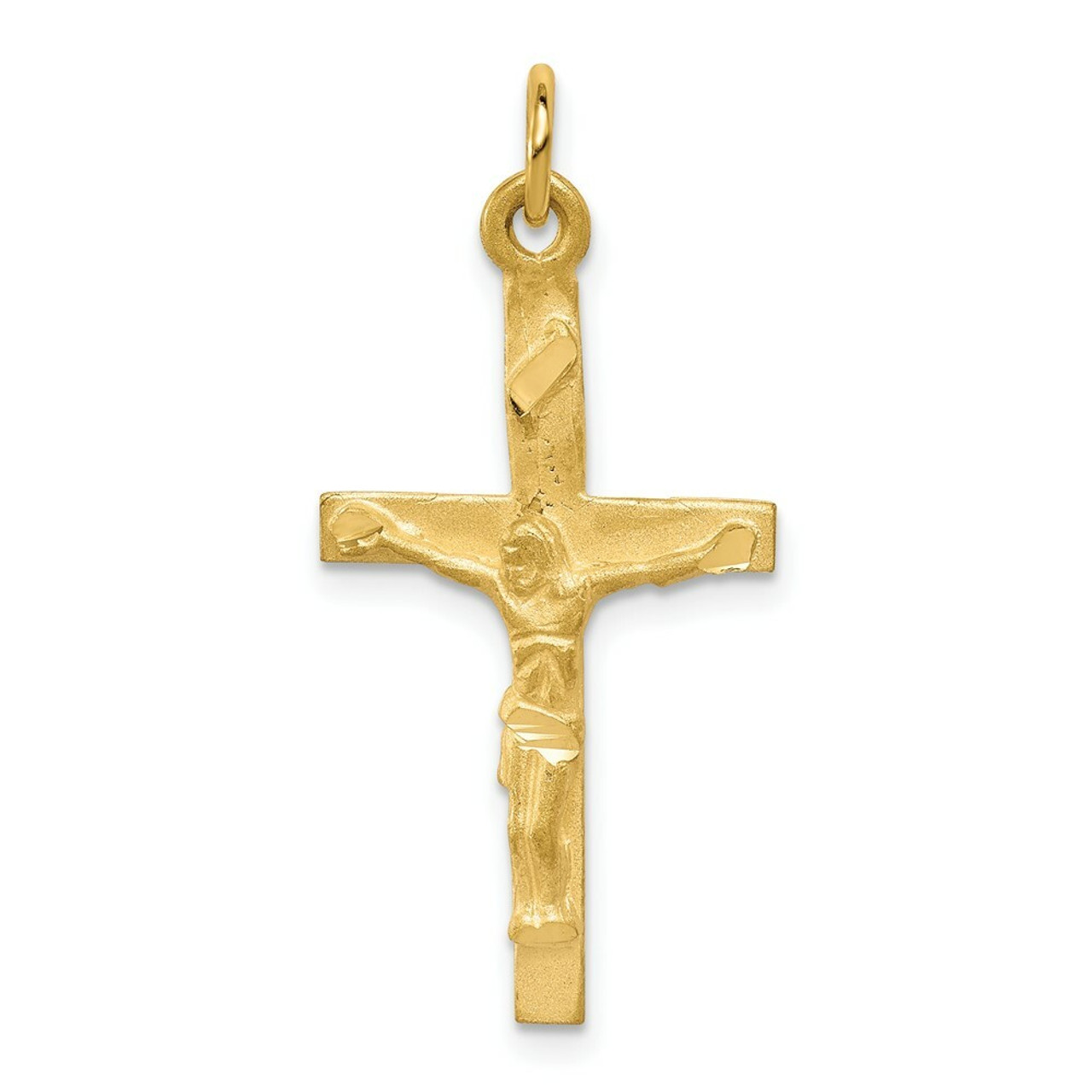 10K Yellow Gold Solid Polished Crucifix Pendant - (A82-263)