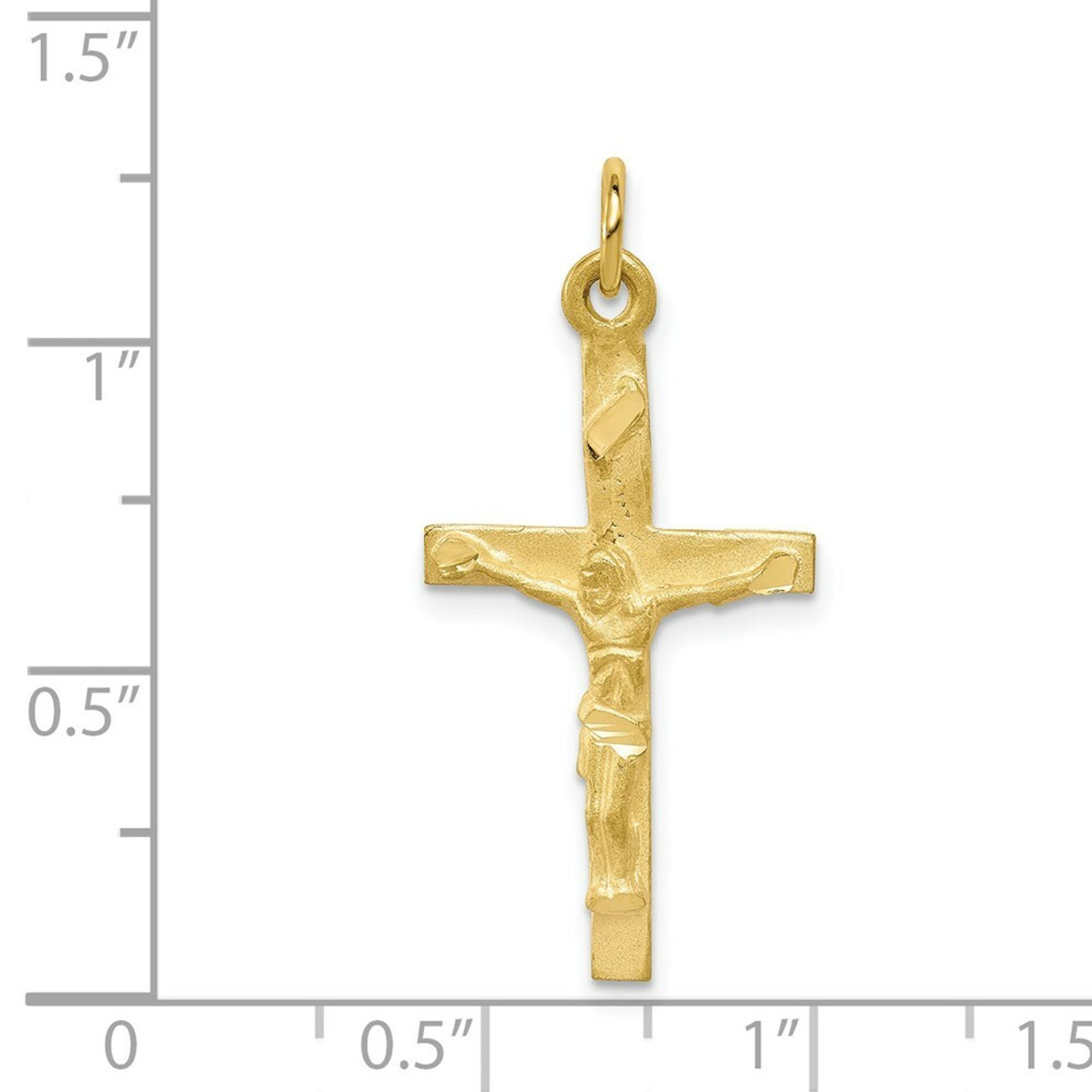 10K Yellow Gold Solid Polished Crucifix Pendant - (A82-263)