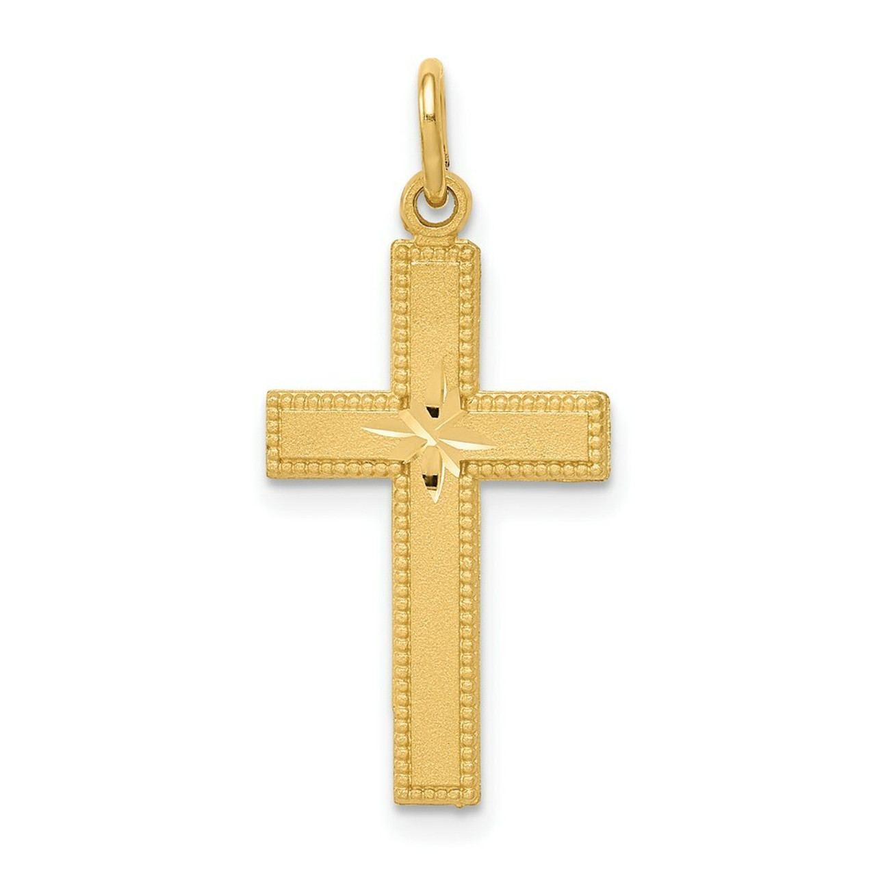 14K Yellow Gold Diamond-cut Cross Pendant 27mm length - (A82-274)