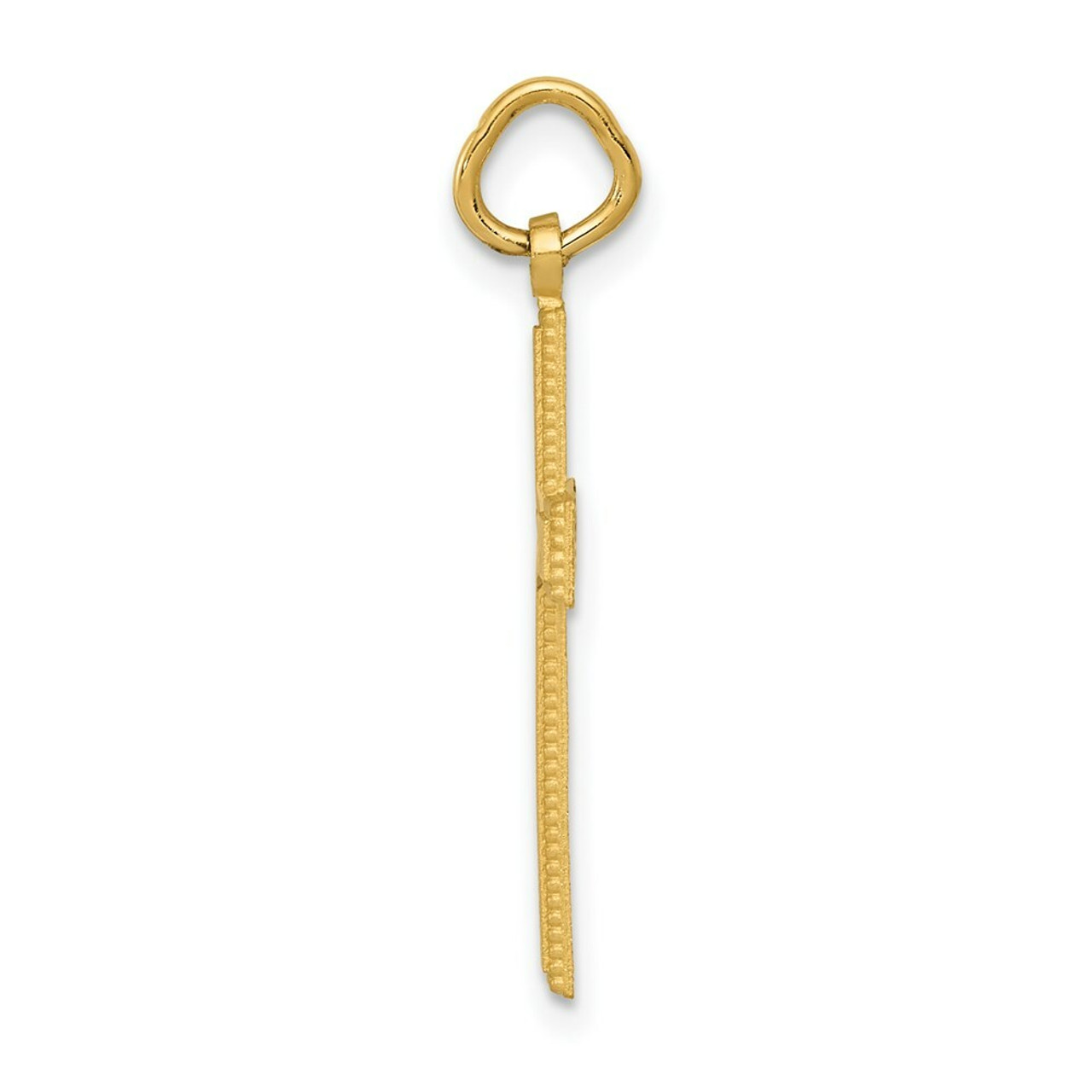 14K Yellow Gold Diamond-cut Cross Pendant 27mm length - (A82-274)