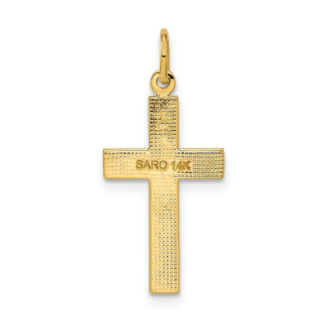 14K Yellow Gold Diamond-cut Cross Pendant 27mm length - (A82-274)