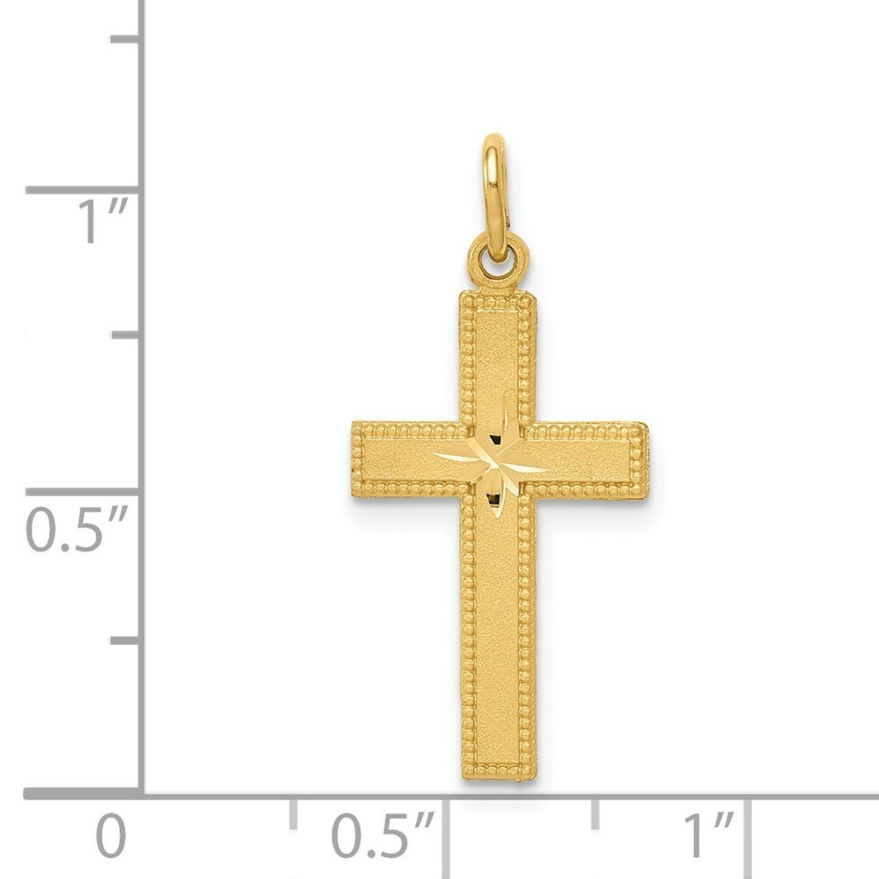 14K Yellow Gold Diamond-cut Cross Pendant 27mm length - (A82-274)