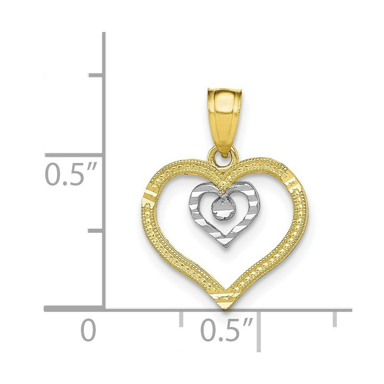 10K Yellow Gold & Rhodium Heart Charm - (A82-285)