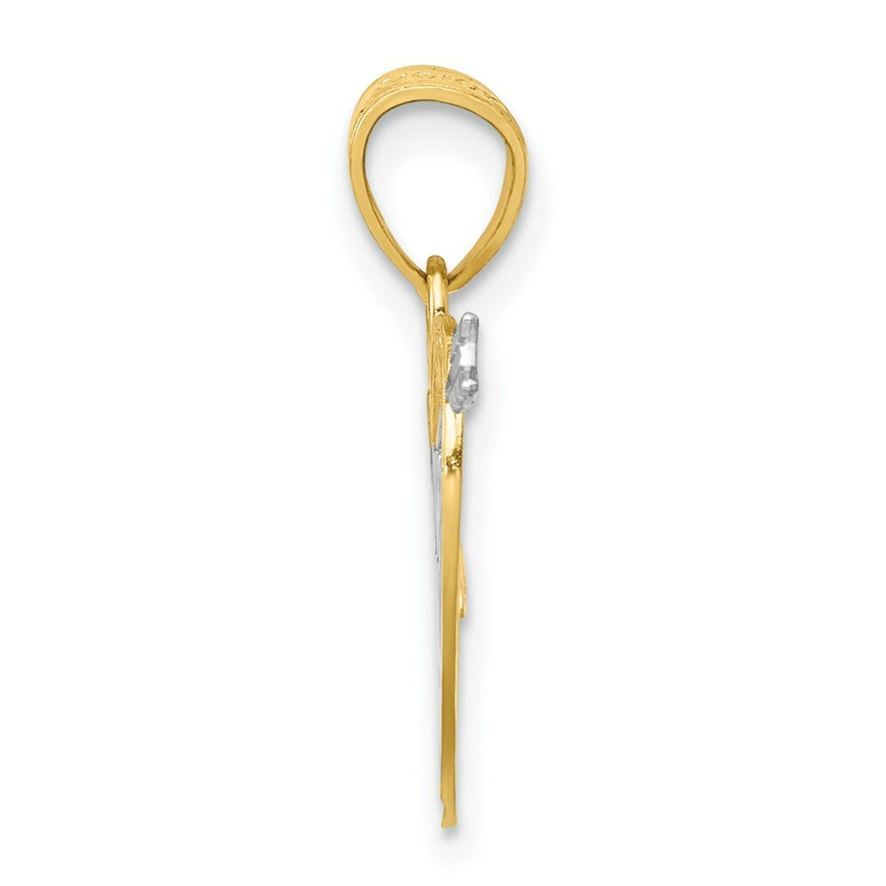 10K Yellow Gold & Rhodium I Love You Heart Charm - (A82-288)