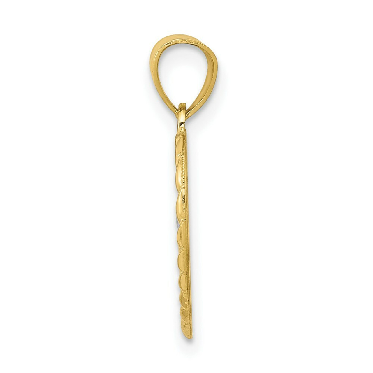 10K Yellow Gold & Rhodium Teddy Bear Heart Charm - (A82-289)