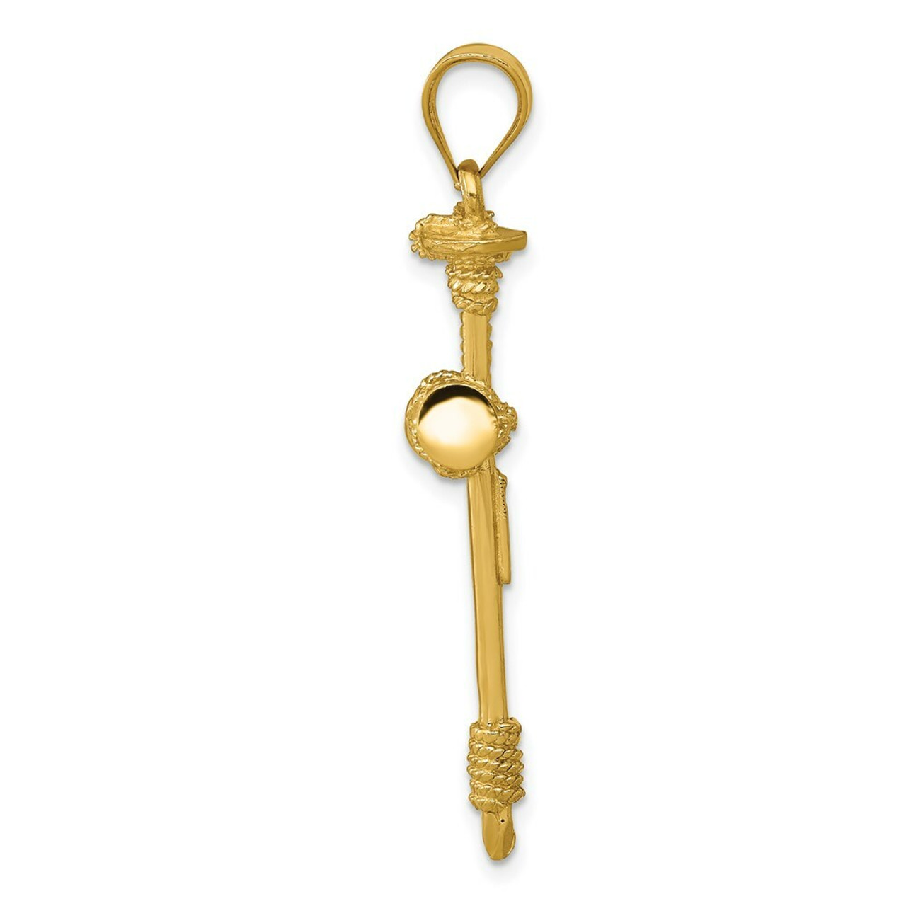 14K Yellow Gold Polished Nail Cross Pendant - (A82-290)