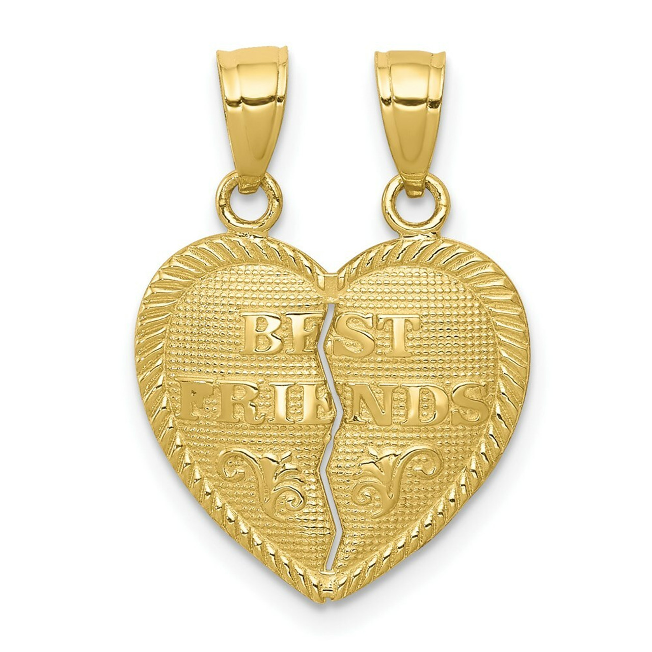 10K Yellow Gold Best Friends Break-apart Heart Charm - (A82-292)