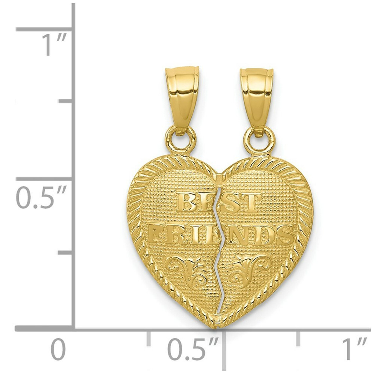 10K Yellow Gold Best Friends Break-apart Heart Charm - (A82-292)