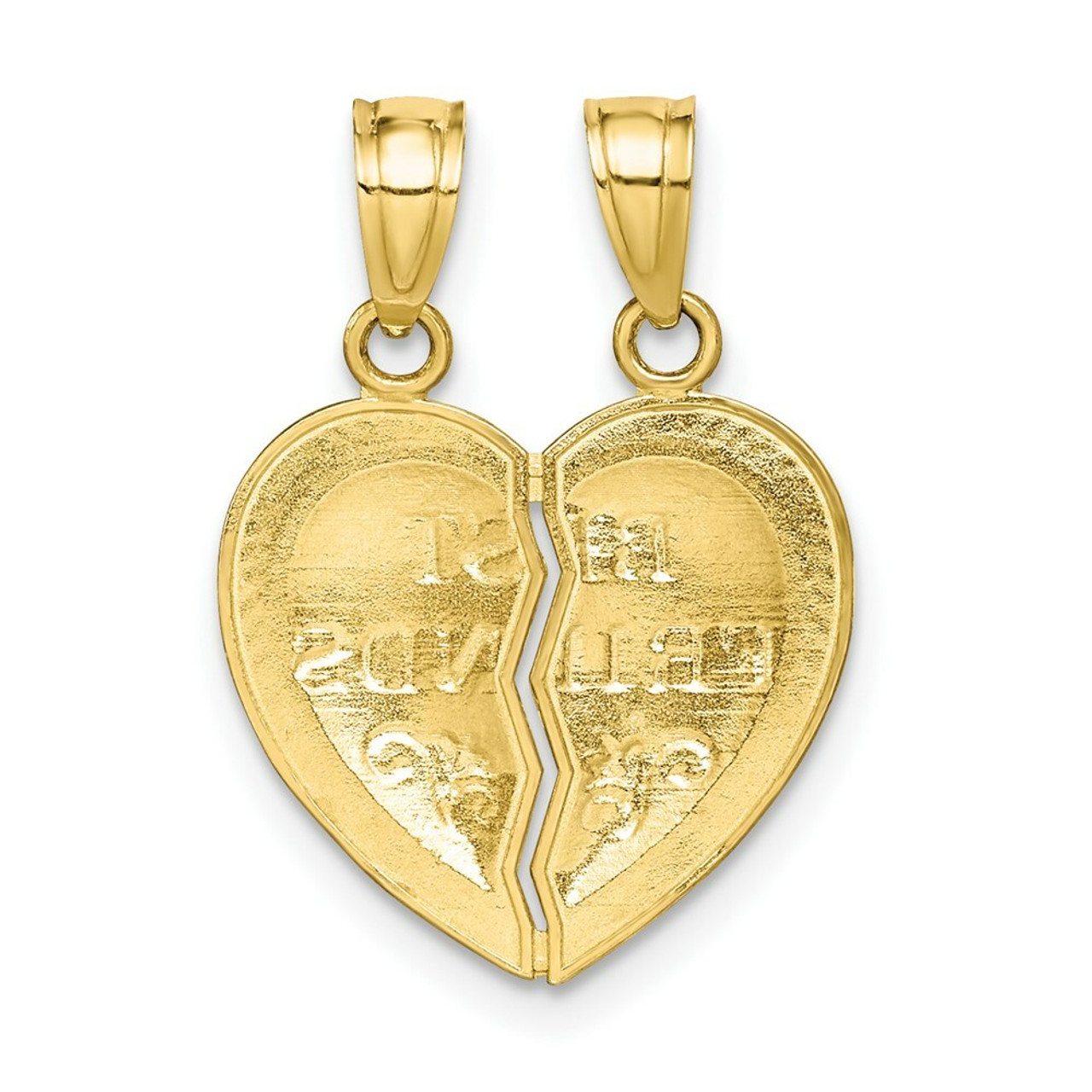 10K Yellow Gold Best Friends Break-apart Heart Charm - (A82-292)