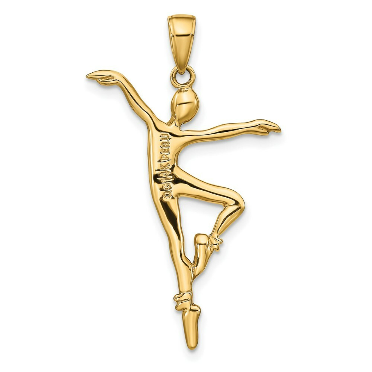 14K Yellow Gold 3-D Ballet Dancer Pendant - (A82-321)