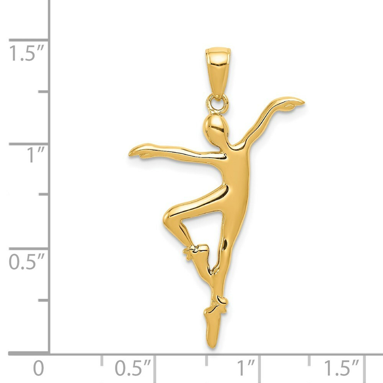14K Yellow Gold 3-D Ballet Dancer Pendant - (A82-321)