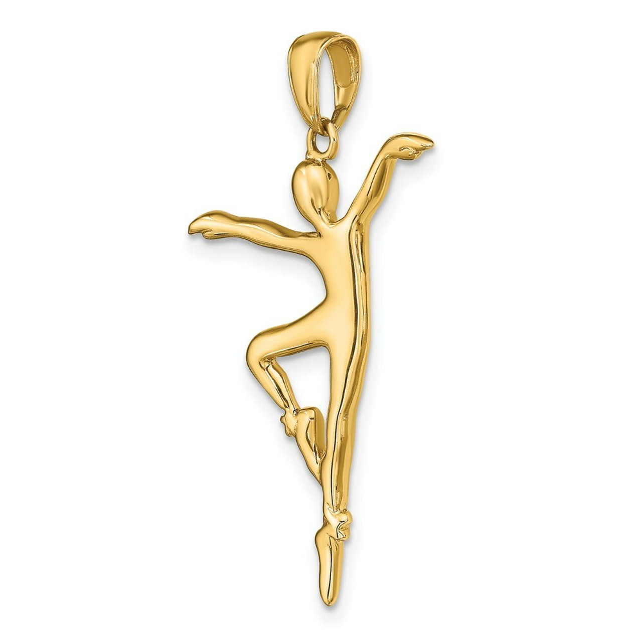 14K Yellow Gold 3-D Ballet Dancer Pendant - (A82-321)