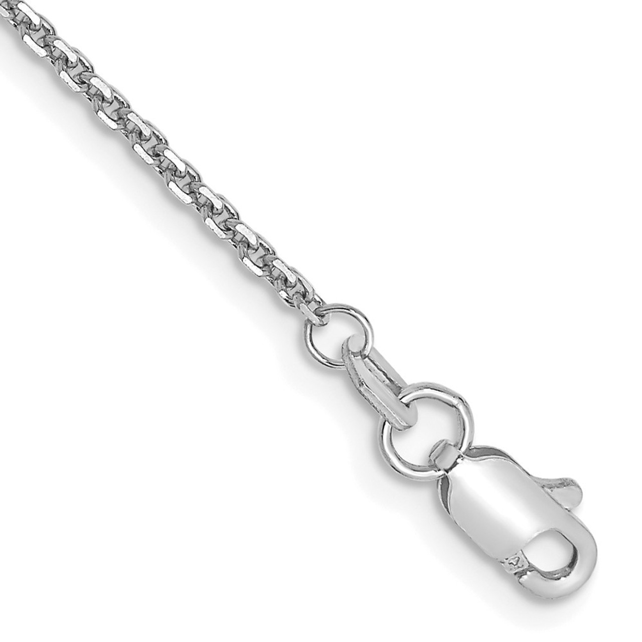10k White Gold 1.3mm Solid Diamond-cut Cable Chain Anklet - length: 9'' inches - (C63-900)