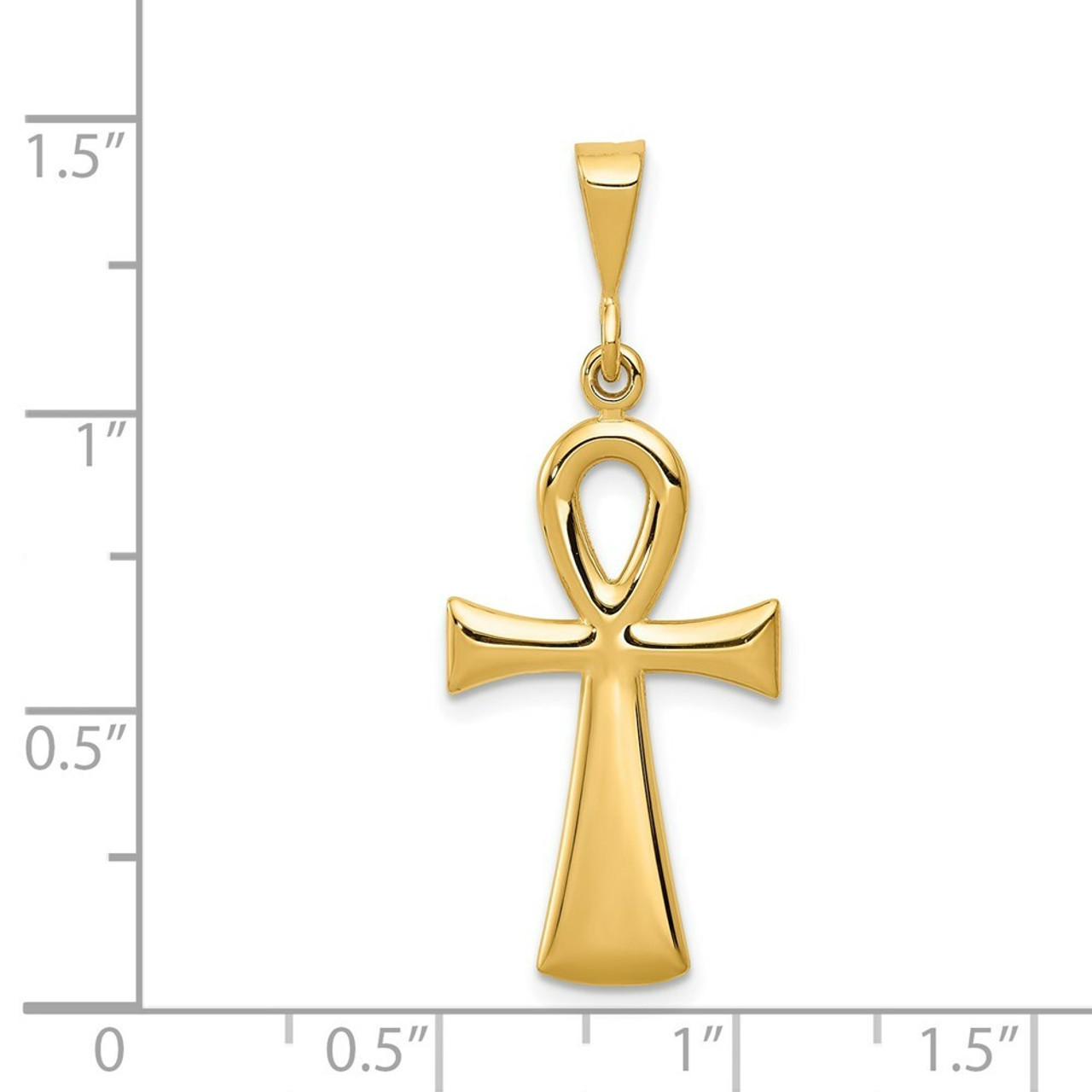 14K Yellow Gold Egyptian Ankh Cross Pendant - (A82-327)
