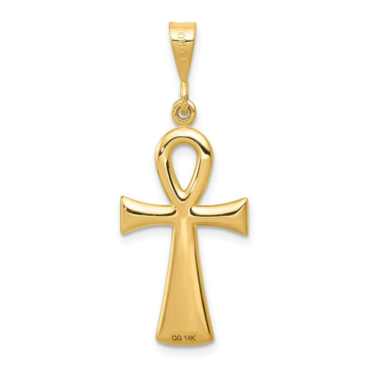 14K Yellow Gold Egyptian Ankh Cross Pendant - (A82-327)