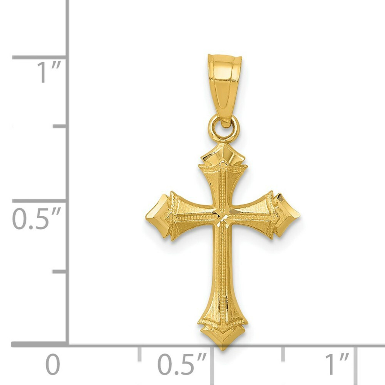 14K Yellow Gold Diamond-cut Passion Cross Charm - (A82-337)
