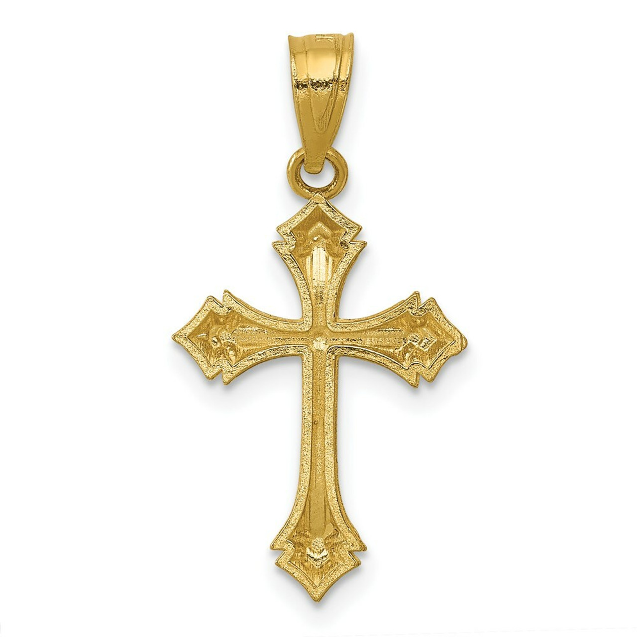 14K Yellow Gold Diamond-cut Passion Cross Charm - (A82-337)