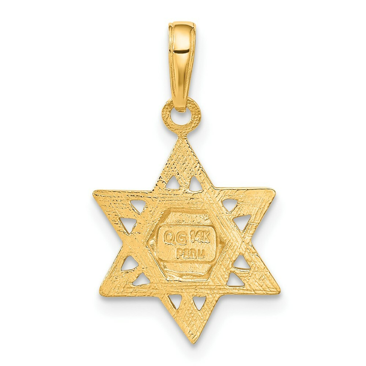 14K Yellow Gold Star of David with Tablets In Center Pendant - (A82-344)