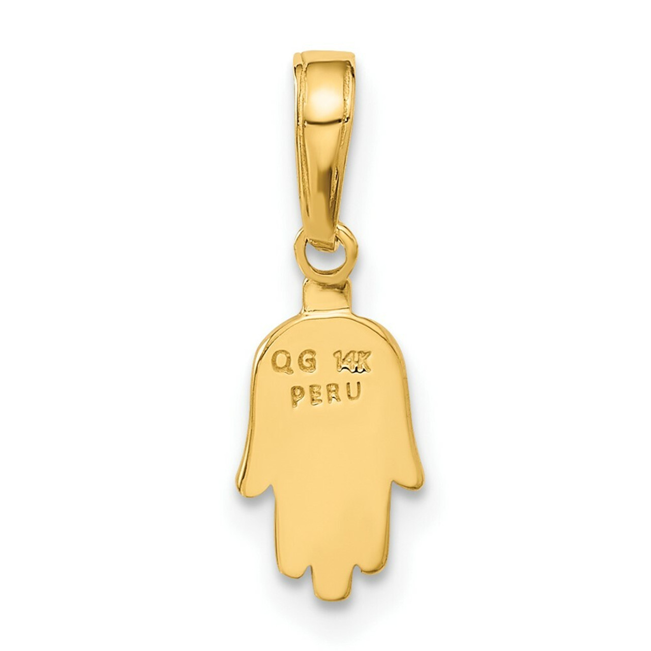 14K Yellow Gold Small Solid Hamsa Pendant - (A82-350)
