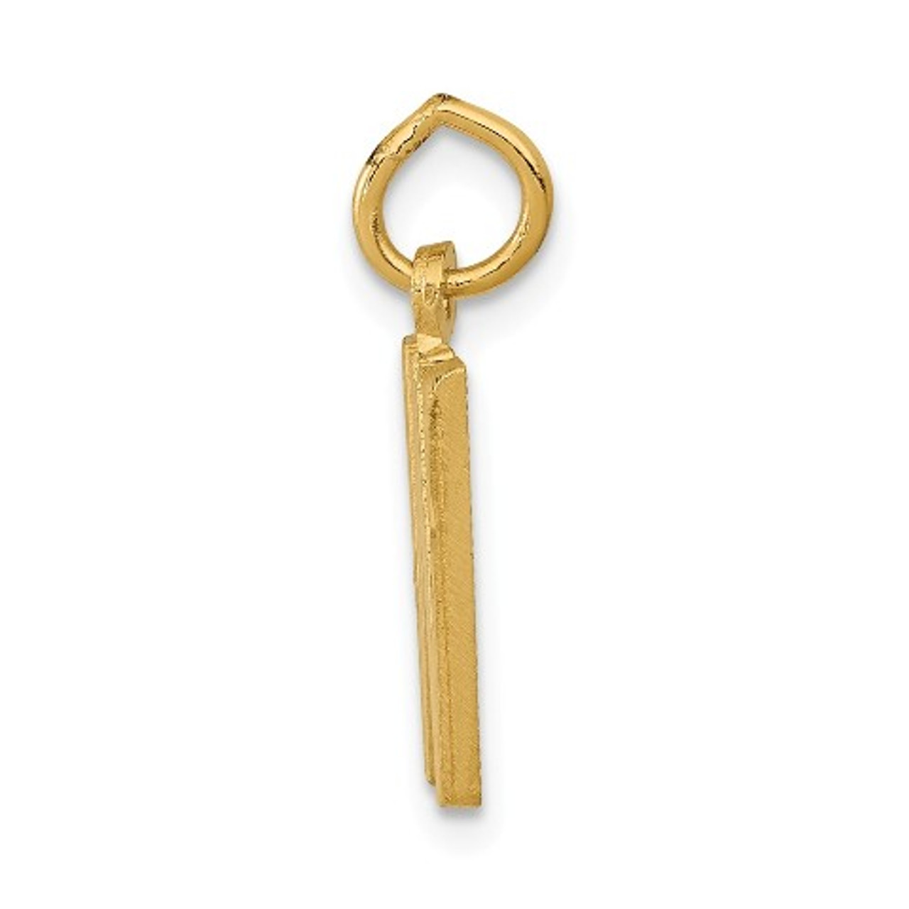 14K Yellow Gold Solid Satin Diamond-cut Initial Letter W Charm - (A82-352)