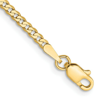 14K Yellow Gold 2.2mm Beveled Curb Chain Anklet - length: 10'' inches - (C63-913) 14K Yellow Gold 2.2mm Beveled Curb Chain Anklet - length: 10'' inches - (C63-913)