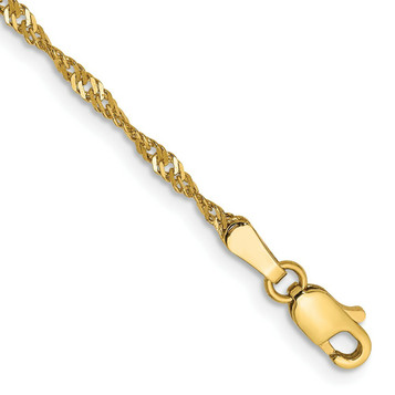 14K Yellow Gold 1.7mm Singapore Chain Anklet Bracelet - Length 9'' inches - (C63-925) 14K Yellow Gold 1.7mm Singapore Chain Anklet Bracelet - Length 9'' inches - (C63-925)