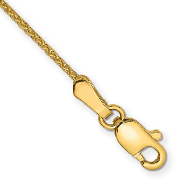 14K Yellow Gold 1mm Solid Diamond-cut Spiga Chain Anklet Bracelet - Length 9'' inches - (C63-927) 14K Yellow Gold 1mm Solid Diamond-cut Spiga Chain Anklet Bracelet - Length 9'' inches - (C63-927)