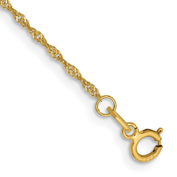 14K Yellow Gold 1.10mm Singapore Chain Bracelet Anklet - Length 9'' inches - (C63-932) 14K Yellow Gold 1.10mm Singapore Chain Bracelet Anklet - Length 9'' inches - (C63-932)