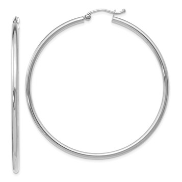 Leslies 14K White Gold Polished Hoop Earrings 51mm length - (B36-552) Leslies 14K White Gold Polished Hoop Earrings 51mm length - (B36-552)