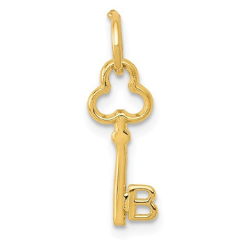 14K Yellow Gold B Letter Initial Key Charm - (A87-202)
