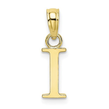 10K Yellow Gold Polished I Block Initial Charm Pendant - (A88-492) 10K Yellow Gold Polished I Block Initial Charm Pendant - (A88-492)