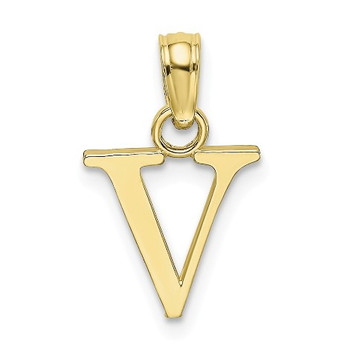 10K Yellow Gold Polished V Block Initial Charm Pendant - (A88-654) 10K Yellow Gold Polished V Block Initial Charm Pendant - (A88-654)