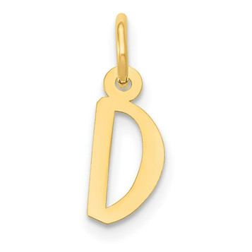14K Yellow Gold Small Slanted Block Initial Letter D Charm Pendant - (B11-852)