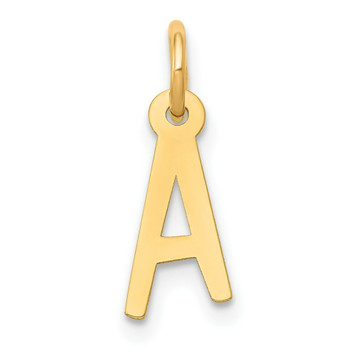 14K Yellow Gold Small Slanted Block Initial Letter A Charm Pendant - (B13-129)
