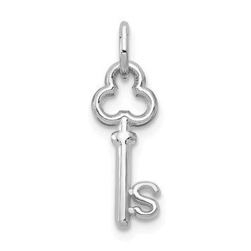 14K White Gold S Letter Initial Key Charm - (A85-299)