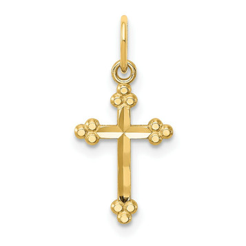 14K Yellow Gold Small Diamond-cut Budded Cross Pendant - (A85-654) 14K Yellow Gold Small Diamond-cut Budded Cross Pendant - (A85-654)
