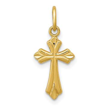 14K Yellow Gold Polished Diamond-cut Small Cross Charm - (A85-705) 14K Yellow Gold Polished Diamond-cut Small Cross Charm - (A85-705)