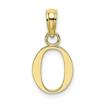 10K Yellow Gold Polished O Block Initial Charm Pendant - (A88-482) 10K Yellow Gold Polished O Block Initial Charm Pendant - (A88-482)