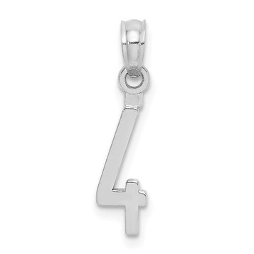 10K White Gold Number 4 Block Charm Pendant - (A88-610) 10K White Gold Number 4 Block Charm Pendant - (A88-610)