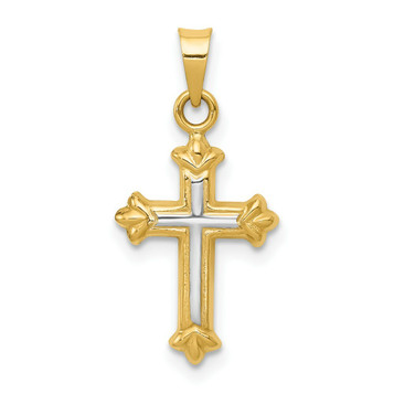14K Yellow Gold Two-tone Hollow Cross Charm - (A84-192) 14K Yellow Gold Two-tone Hollow Cross Charm - (A84-192)