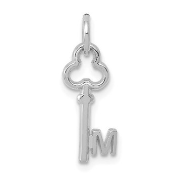 14K White Gold M Letter Initial Key Charm - (A85-243)