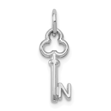 14K White Gold N Letter Initial Key Charm - (A85-289)