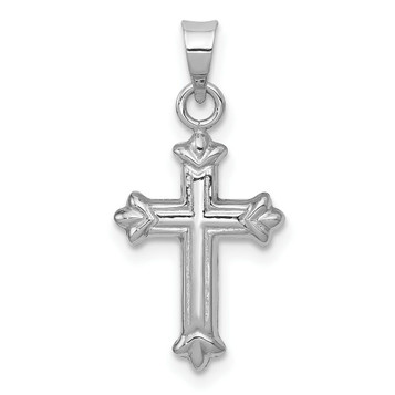14k White Gold Fleur de Lis Hollow Cross Charm - (A85-671) 14k White Gold Fleur de Lis Hollow Cross Charm - (A85-671)