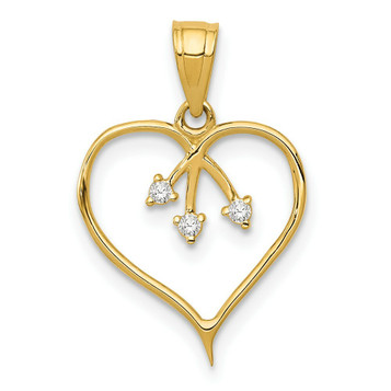 14K Yellow Gold 3-CZ Cutout Heart Pendant - (A85-865) 14K Yellow Gold 3-CZ Cutout Heart Pendant - (A85-865)